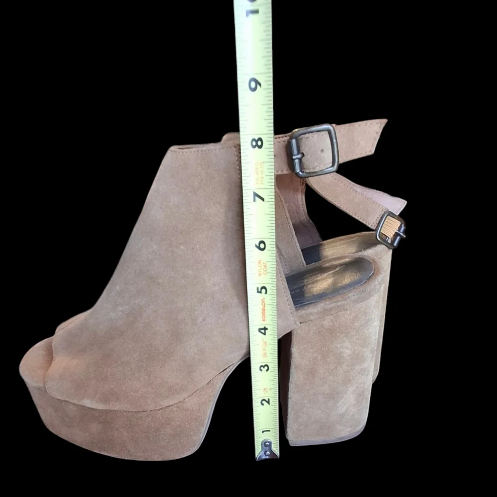 Jeffrey Campbell x Free People Leather Brown Platform Slingback Heels  Size 10 - Picture 16 of 16